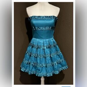 Betsey Johnson Teal Strapless Dress